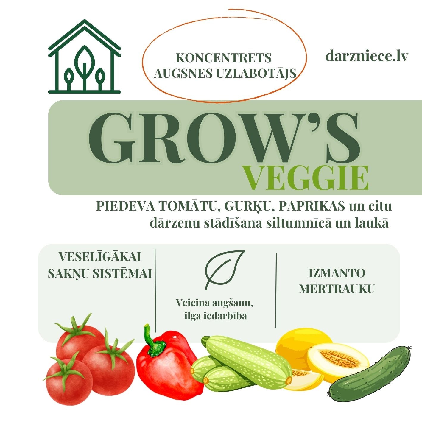 Komplekts GROW's VEGGIE - dārzeņu audzēšanai siltumnīcām un dobēm